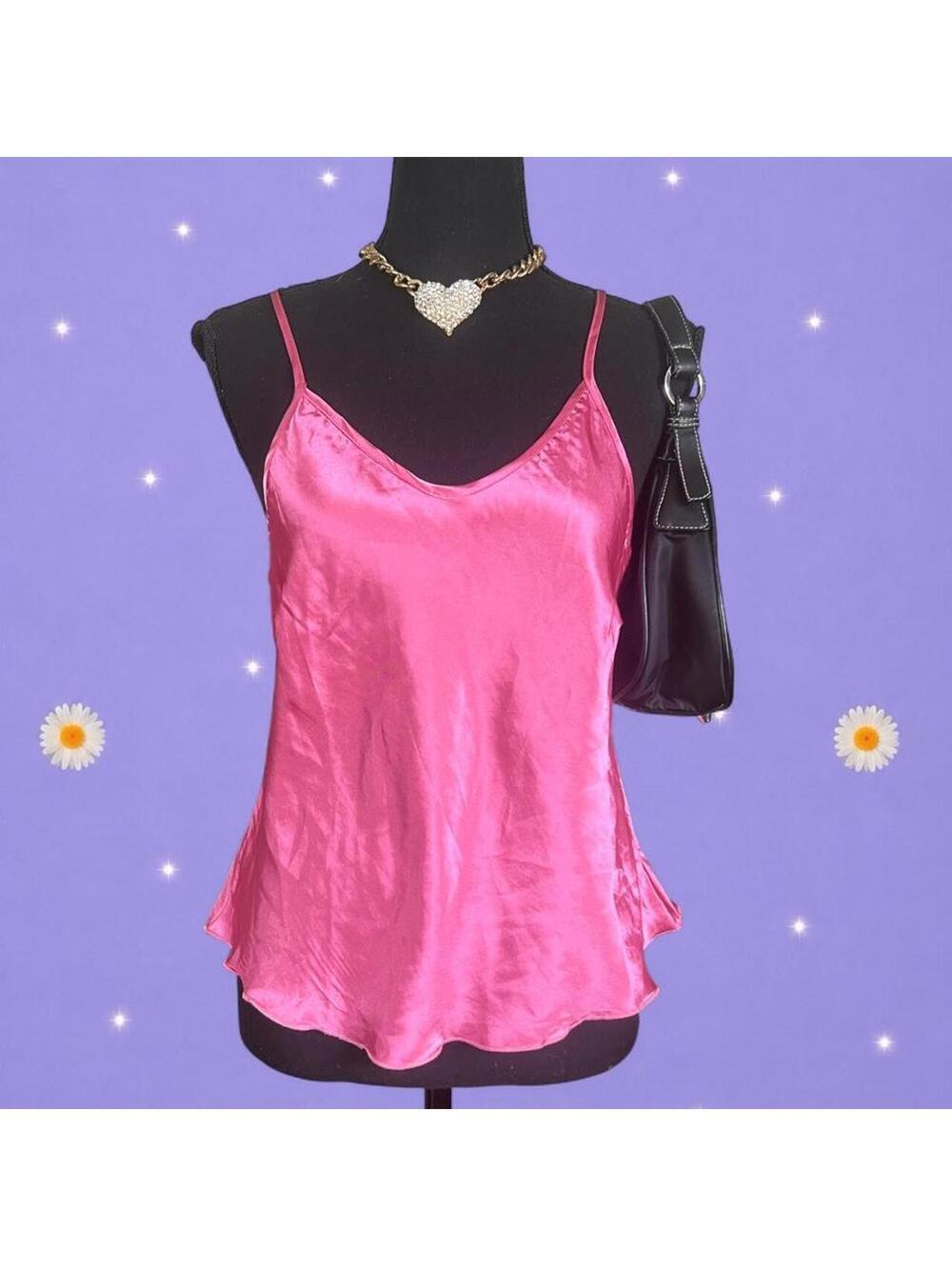 Vintage Y2K Barbiecore Fairycore Soft Girl Lace Back Cami Tank Top Size Medium